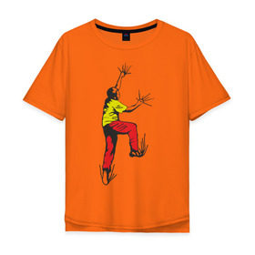 Мужская футболка хлопок Oversize с принтом Альпинист карабкается в Курске, 100% хлопок | свободный крой, круглый ворот, “спинка” длиннее передней части | climb | альпинизм | альпинисты | горы | путь | скалолазанье | скалолазы | спорт