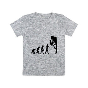 Детская футболка хлопок с принтом Эволюция альпиниста в Курске, 100% хлопок | круглый вырез горловины, полуприлегающий силуэт, длина до линии бедер | Тематика изображения на принте: climb | climber | альпинизм | альпинист | альпинисты | горы | путь | скалолазанье | скалолазы | спорт | эволюция