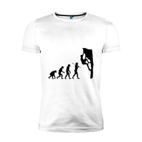 Мужская футболка премиум с принтом Эволюция альпиниста в Курске, 92% хлопок, 8% лайкра | приталенный силуэт, круглый вырез ворота, длина до линии бедра, короткий рукав | climb | climber | альпинизм | альпинист | альпинисты | горы | путь | скалолазанье | скалолазы | спорт | эволюция
