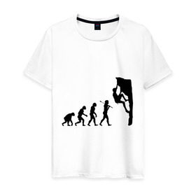 Мужская футболка хлопок с принтом Эволюция альпиниста в Курске, 100% хлопок | прямой крой, круглый вырез горловины, длина до линии бедер, слегка спущенное плечо. | climb | climber | альпинизм | альпинист | альпинисты | горы | путь | скалолазанье | скалолазы | спорт | эволюция