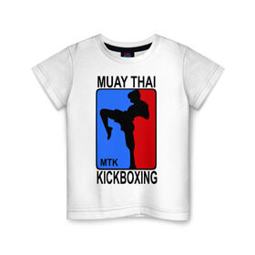 Детская футболка хлопок с принтом Muay Thai Kickboxing в Курске, 100% хлопок | круглый вырез горловины, полуприлегающий силуэт, длина до линии бедер | Тематика изображения на принте: кикбоксинг | муай тай
