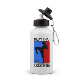 Бутылка спортивная с принтом Muay Thai Kickboxing в Курске, металл | емкость — 500 мл, в комплекте две пластиковые крышки и карабин для крепления | Тематика изображения на принте: кикбоксинг | муай тай