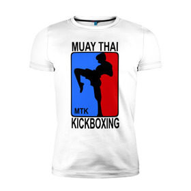 Мужская футболка премиум с принтом Muay Thai Kickboxing в Курске, 92% хлопок, 8% лайкра | приталенный силуэт, круглый вырез ворота, длина до линии бедра, короткий рукав | кикбоксинг | муай тай