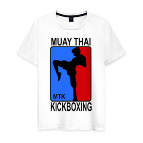 Мужская футболка хлопок с принтом Muay Thai Kickboxing в Курске, 100% хлопок | прямой крой, круглый вырез горловины, длина до линии бедер, слегка спущенное плечо. | Тематика изображения на принте: кикбоксинг | муай тай