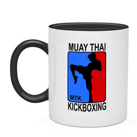 Кружка двухцветная с принтом Muay Thai Kickboxing в Курске, керамика | объем — 330 мл, диаметр — 80 мм. Цветная ручка и кайма сверху, в некоторых цветах — вся внутренняя часть | кикбоксинг | муай тай