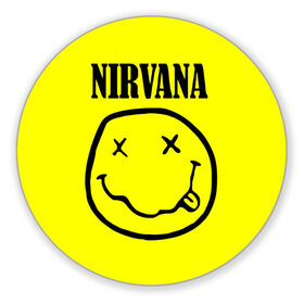 Коврик круглый с принтом Nirvana logo в Курске, резина и полиэстер | круглая форма, изображение наносится на всю лицевую часть | cobain | nirvana | rock | smells like teen spirit | кобейн | нирвана | рок