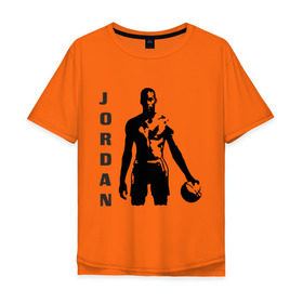 Мужская футболка хлопок Oversize с принтом Michael Jordan в Курске, 100% хлопок | свободный крой, круглый ворот, “спинка” длиннее передней части | michel jordan | nba | джордан | майкл | нба