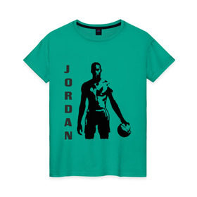 Женская футболка хлопок с принтом Michael Jordan в Курске, 100% хлопок | прямой крой, круглый вырез горловины, длина до линии бедер, слегка спущенное плечо | michel jordan | nba | джордан | майкл | нба