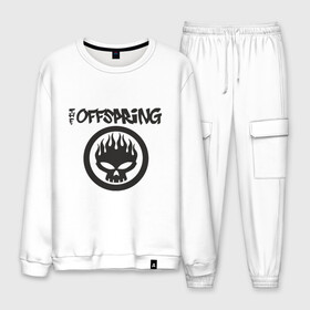 Мужской костюм хлопок с принтом The Offspring classic logo в Курске, 100% хлопок | на свитшоте круглая горловина, мягкая резинка по низу. Брюки заужены к низу, на них два вида карманов: два “обычных” по бокам и два объемных, с клапанами, расположенные ниже линии бедра. Брюки с мягкой трикотажной резинкой на поясе и по низу штанин. В поясе для дополнительного комфорта — широкие завязки | Тематика изображения на принте: группы | музыка | музыкальные группы | панк | рок | рок музыка