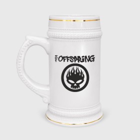 Кружка пивная с принтом The Offspring classic logo в Курске,  керамика (Материал выдерживает высокую температуру, стоит избегать резкого перепада температур) |  объем 630 мл | группы | музыка | музыкальные группы | панк | рок | рок музыка