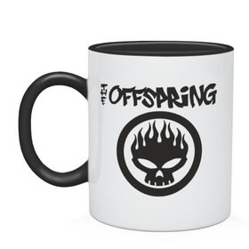 Кружка двухцветная с принтом The Offspring classic logo в Курске, керамика | объем — 330 мл, диаметр — 80 мм. Цветная ручка и кайма сверху, в некоторых цветах — вся внутренняя часть | Тематика изображения на принте: группы | музыка | музыкальные группы | панк | рок | рок музыка