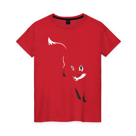 Женская футболка хлопок с принтом Лиса в Курске, 100% хлопок | прямой крой, круглый вырез горловины, длина до линии бедер, слегка спущенное плечо | девушкам | животные | лисенок | лисица
