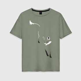 Женская футболка хлопок Oversize с принтом Лиса в Курске, 100% хлопок | свободный крой, круглый ворот, спущенный рукав, длина до линии бедер
 | девушкам | животные | лисенок | лисица