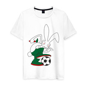 Мужская футболка хлопок с принтом Rabbit в Курске, 100% хлопок | прямой крой, круглый вырез горловины, длина до линии бедер, слегка спущенное плечо. | Тематика изображения на принте: 