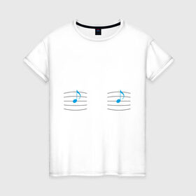 Женская футболка хлопок с принтом Си-си, ноты в Курске, 100% хлопок | прямой крой, круглый вырез горловины, длина до линии бедер, слегка спущенное плечо | грудь | музыка | нота | сиси