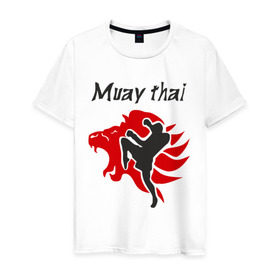 Мужская футболка хлопок с принтом Muay thai в Курске, 100% хлопок | прямой крой, круглый вырез горловины, длина до линии бедер, слегка спущенное плечо. | Тематика изображения на принте: муай тай