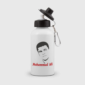 Бутылка спортивная с принтом Muhammad Ali (2) в Курске, металл | емкость — 500 мл, в комплекте две пластиковые крышки и карабин для крепления | Тематика изображения на принте: мухаммед али