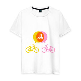 Мужская футболка хлопок с принтом Велосипедная семья в Курске, 100% хлопок | прямой крой, круглый вырез горловины, длина до линии бедер, слегка спущенное плечо. | 