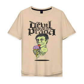 Мужская футболка хлопок Oversize с принтом the devil wears prada в Курске, 100% хлопок | свободный крой, круглый ворот, “спинка” длиннее передней части | зомби