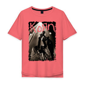 Мужская футболка хлопок Oversize с принтом Korn в Курске, 100% хлопок | свободный крой, круглый ворот, “спинка” длиннее передней части | heavy metal | metal | punk | rock | trash metal | альтернатива | корн | метал | панк | рок | рок группа | рок группы | трэш метал | хеви метал