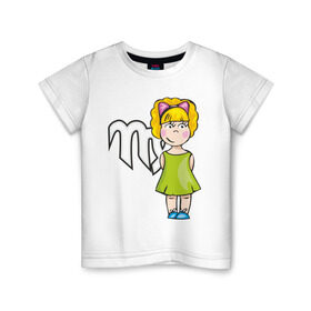 Детская футболка хлопок с принтом Знак зодиака Дева в Курске, 100% хлопок | круглый вырез горловины, полуприлегающий силуэт, длина до линии бедер | гороскоп | дева | знаки зодиака | зодиак