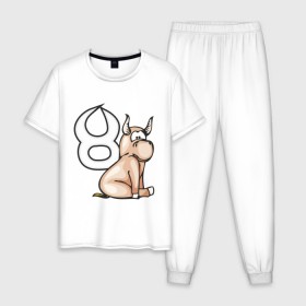 Мужская пижама хлопок с принтом Знак зодиака Телец в Курске, 100% хлопок | брюки и футболка прямого кроя, без карманов, на брюках мягкая резинка на поясе и по низу штанин
 | 