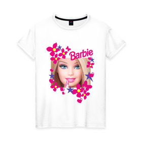 Женская футболка хлопок с принтом Барби красавица в Курске, 100% хлопок | прямой крой, круглый вырез горловины, длина до линии бедер, слегка спущенное плечо | 90 | 90 е | barbie | барби | ностальгия