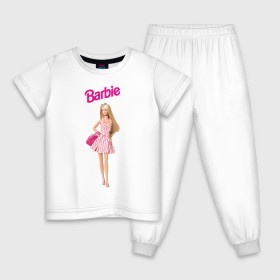 Детская пижама хлопок с принтом Барби на прогулке в Курске, 100% хлопок |  брюки и футболка прямого кроя, без карманов, на брюках мягкая резинка на поясе и по низу штанин
 | 90 | 90 е | barbie | барби | ностальгия