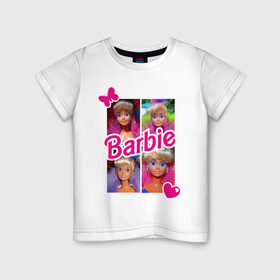 Детская футболка хлопок с принтом Куклы Барби в Курске, 100% хлопок | круглый вырез горловины, полуприлегающий силуэт, длина до линии бедер | 90 | 90 е | barbie | барби | ностальгия