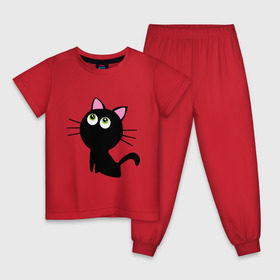 Детская пижама хлопок с принтом Маленький котенок в Курске, 100% хлопок |  брюки и футболка прямого кроя, без карманов, на брюках мягкая резинка на поясе и по низу штанин
 | киса | котенок | котик | кошка | черная кошка | черный кот