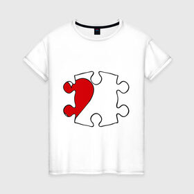 Женская футболка хлопок с принтом Мозайка сердце (ж) в Курске, 100% хлопок | прямой крой, круглый вырез горловины, длина до линии бедер, слегка спущенное плечо | для влюбленных | для двоих | для пар | любимая | любимый | мозаика | парные | половинки | сердечко