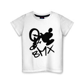 Детская футболка хлопок с принтом BMX в Курске, 100% хлопок | круглый вырез горловины, полуприлегающий силуэт, длина до линии бедер | Тематика изображения на принте: bmx | extreme | бмх | экстрим
