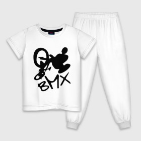 Детская пижама хлопок с принтом BMX в Курске, 100% хлопок |  брюки и футболка прямого кроя, без карманов, на брюках мягкая резинка на поясе и по низу штанин
 | Тематика изображения на принте: bmx | extreme | бмх | экстрим