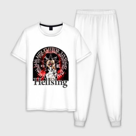 Мужская пижама хлопок с принтом Hellsing символ Алукарда в Курске, 100% хлопок | брюки и футболка прямого кроя, без карманов, на брюках мягкая резинка на поясе и по низу штанин
 | anime | hellsing | аниме | анимэ | манга | хеллсинг