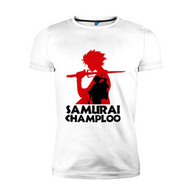 Мужская футболка премиум с принтом Самурай Champloo в Курске, 92% хлопок, 8% лайкра | приталенный силуэт, круглый вырез ворота, длина до линии бедра, короткий рукав | anime | samurai champloo | аниме | анимэ | самурай чамплу