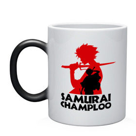 Кружка хамелеон с принтом Самурай Champloo в Курске, керамика | меняет цвет при нагревании, емкость 330 мл | anime | samurai champloo | аниме | анимэ | самурай чамплу