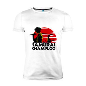 Мужская футболка премиум с принтом Самурай Champloo закат в Курске, 92% хлопок, 8% лайкра | приталенный силуэт, круглый вырез ворота, длина до линии бедра, короткий рукав | anime | samurai champloo | аниме | анимэ | самурай чамплу
