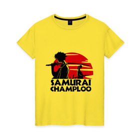 Женская футболка хлопок с принтом Самурай Champloo закат в Курске, 100% хлопок | прямой крой, круглый вырез горловины, длина до линии бедер, слегка спущенное плечо | anime | samurai champloo | аниме | анимэ | самурай чамплу