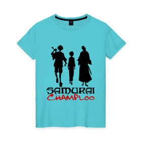 Женская футболка хлопок с принтом Самурай Чамплоо в Курске, 100% хлопок | прямой крой, круглый вырез горловины, длина до линии бедер, слегка спущенное плечо | anime | samurai champloo | аниме | анимэ | самурай чамплу