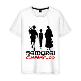 Мужская футболка хлопок с принтом Самурай Чамплоо в Курске, 100% хлопок | прямой крой, круглый вырез горловины, длина до линии бедер, слегка спущенное плечо. | Тематика изображения на принте: anime | samurai champloo | аниме | анимэ | самурай чамплу