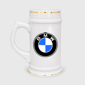 Кружка пивная с принтом Logo BMW в Курске,  керамика (Материал выдерживает высокую температуру, стоит избегать резкого перепада температур) |  объем 630 мл | автобренды | автомобильные | бмв | лого | машина | тачка