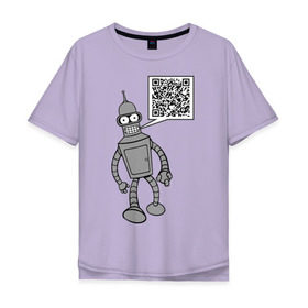 Мужская футболка хлопок Oversize с принтом Построю свой мир в Курске, 100% хлопок | свободный крой, круглый ворот, “спинка” длиннее передней части | qr код | интернет | мультики | мультфильмы | надпись | технологии | футурама | шифр