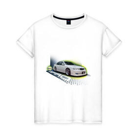 Женская футболка хлопок с принтом Nissan CEFIRO в Курске, 100% хлопок | прямой крой, круглый вырез горловины, длина до линии бедер, слегка спущенное плечо | nissan cefiro | ниссан | ниссан цефиро | японские автомобили