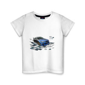 Детская футболка хлопок с принтом Nisan Skyline в Курске, 100% хлопок | круглый вырез горловины, полуприлегающий силуэт, длина до линии бедер | Тематика изображения на принте: nissan skyline | tourer | ниссан | скайлайн | японские автомобили