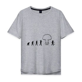 Мужская футболка хлопок Oversize с принтом Эволюция после взрыва в Курске, 100% хлопок | свободный крой, круглый ворот, “спинка” длиннее передней части | атомная бомба | мутант | радиация | эволюция | экология | ядерный взрыв