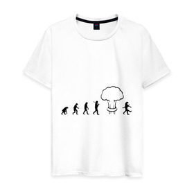 Мужская футболка хлопок с принтом Эволюция после взрыва в Курске, 100% хлопок | прямой крой, круглый вырез горловины, длина до линии бедер, слегка спущенное плечо. | атомная бомба | мутант | радиация | эволюция | экология | ядерный взрыв