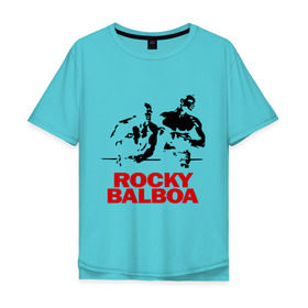Мужская футболка хлопок Oversize с принтом Rocky Balboa в Курске, 100% хлопок | свободный крой, круглый ворот, “спинка” длиннее передней части | boxing | боксер | роки | рокки | рокки бальбоа | спорт