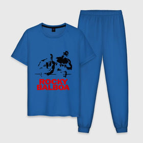 Мужская пижама хлопок с принтом Rocky Balboa в Курске, 100% хлопок | брюки и футболка прямого кроя, без карманов, на брюках мягкая резинка на поясе и по низу штанин
 | boxing | боксер | роки | рокки | рокки бальбоа | спорт
