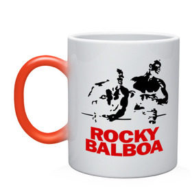 Кружка хамелеон с принтом Rocky Balboa в Курске, керамика | меняет цвет при нагревании, емкость 330 мл | boxing | боксер | роки | рокки | рокки бальбоа | спорт