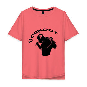 Мужская футболка хлопок Oversize с принтом WorkOut B в Курске, 100% хлопок | свободный крой, круглый ворот, “спинка” длиннее передней части | 